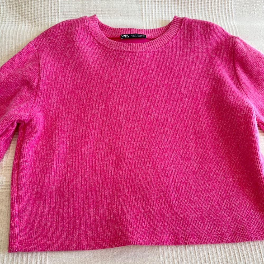 Zara Fuchsia Crew Neck Sweater